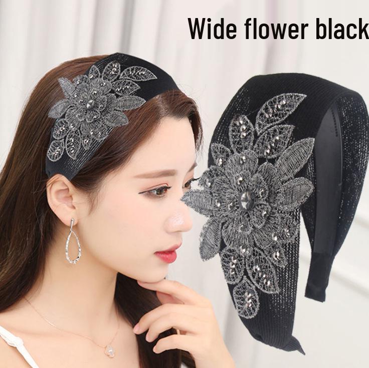 Elegant Wide-Brim Flower Headband – Breathable, Non-Slip Hair Accessory for Women