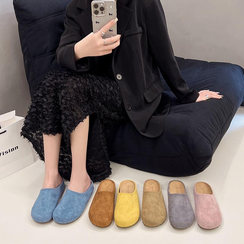 Thick-bottomed bag head, half slippers for women, half support for spring pregnant women, non-slip retro, ugly and cute Boken