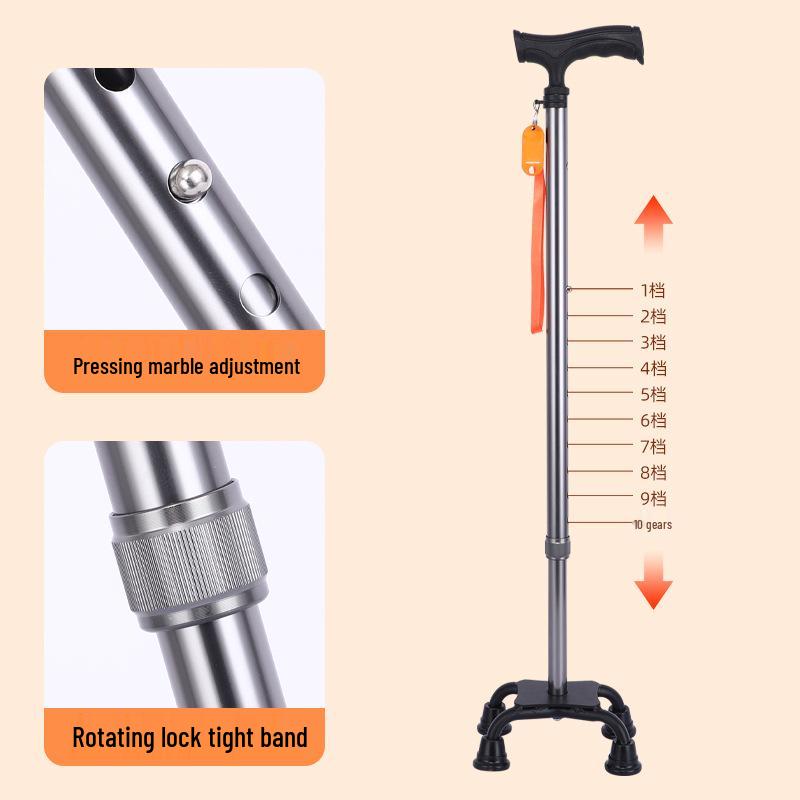 Lefu Adjustable Lightweight Aluminum Walking Cane with Anti-slip Base