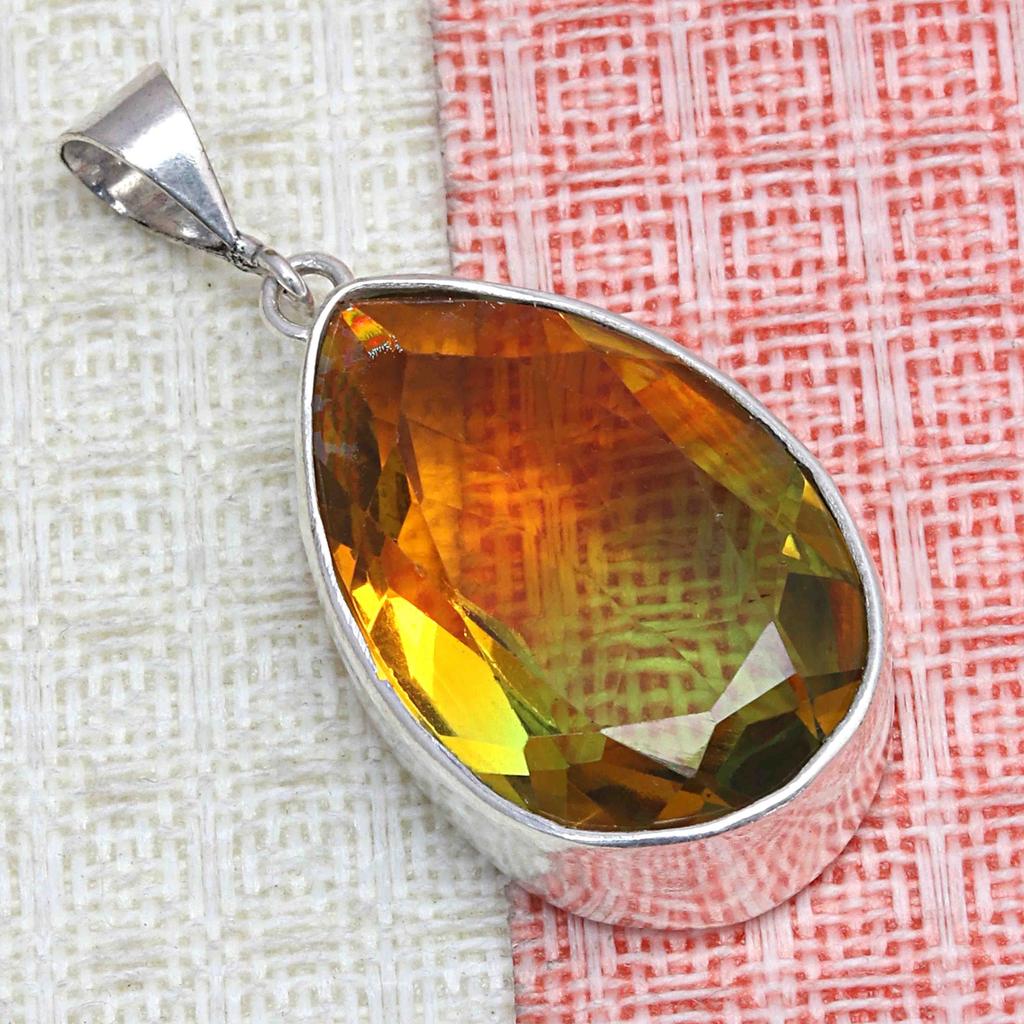 Anhänger Bio Turmalin Quarz Edelstein Valentinstag Silber Schmuck 1,75"