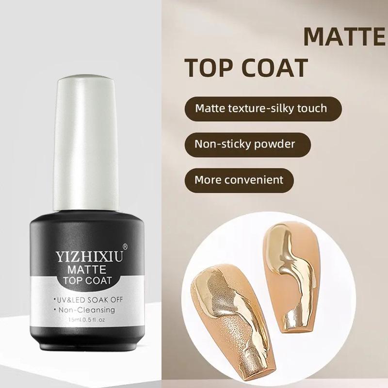 Functional Gel Nail Polish Set: Strengthening Base Coat, Balancing Matte Sealer, Marbling Liquid