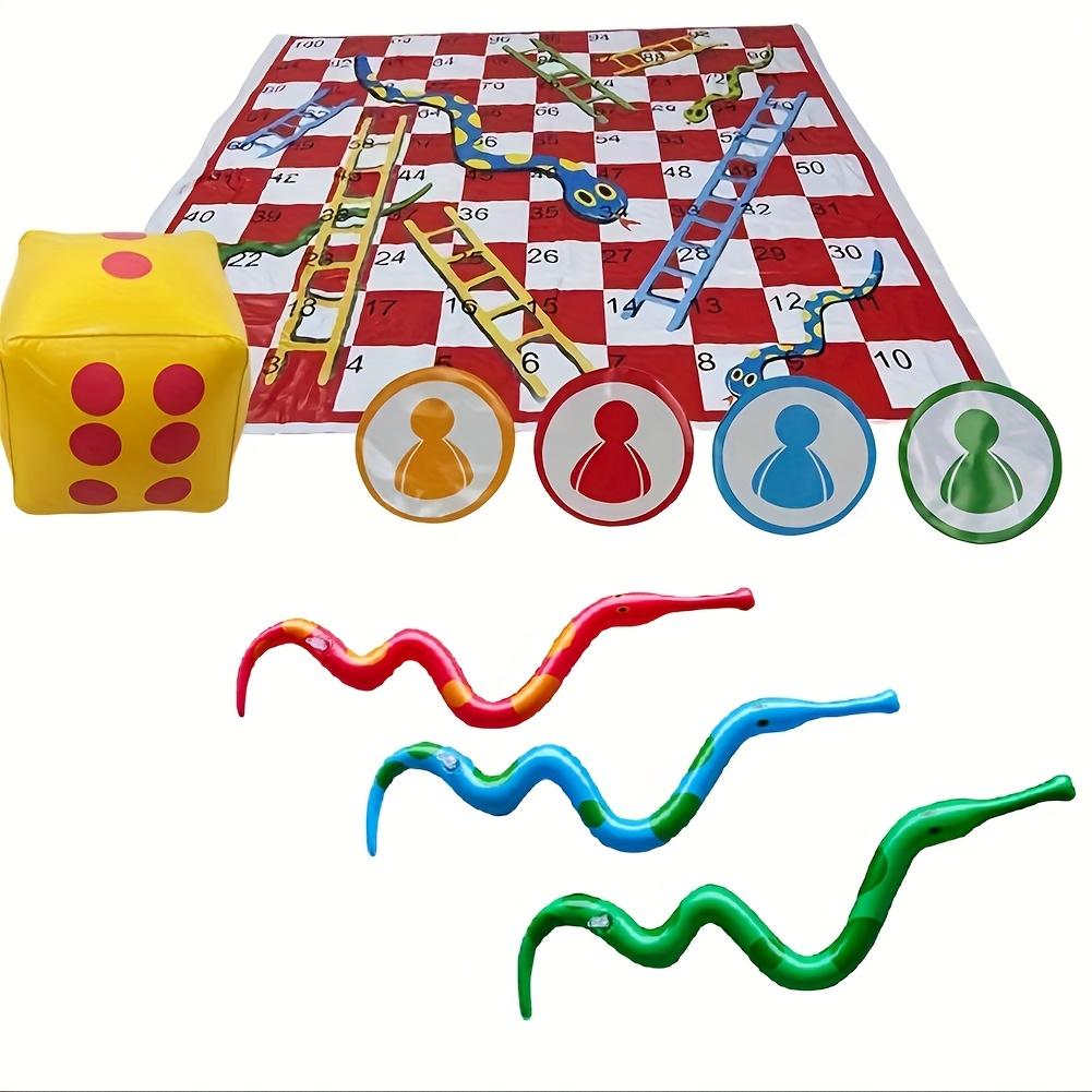 

Portable PVC Snake Ladder Chessboard Game Mat with Dice - 129.54x129.54 Cm Outdoor Travel Board Game for Family Camping, Picnics