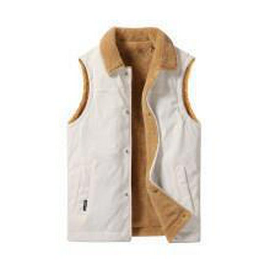 ZH 8027 Men's Retro Corduroy Lambswool Vest - Thickened, Plus Size, Versatile, Casual Workwear Outerwear