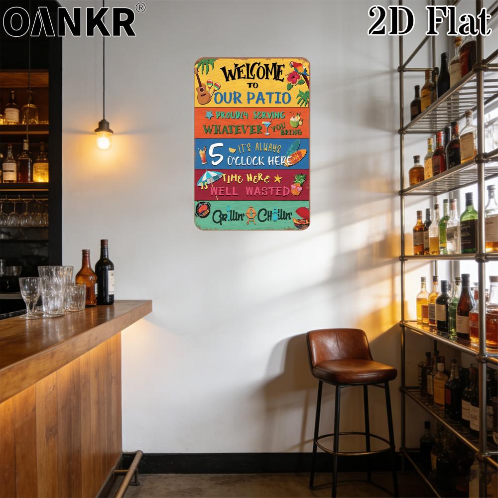 Vintage Pub Bar Club Decor Poster Metal Tin Sign Welcome To Our Patio Cocktail Metal Signs for Backyard Bar Restaurant Home