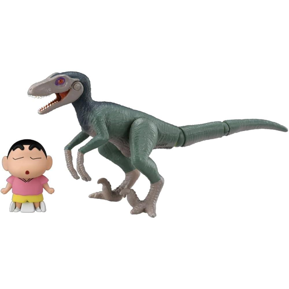 Ania Crayon Shin-chan Dinosaur Diary Shin-chan with Velociraptor Toy Figure 10cm