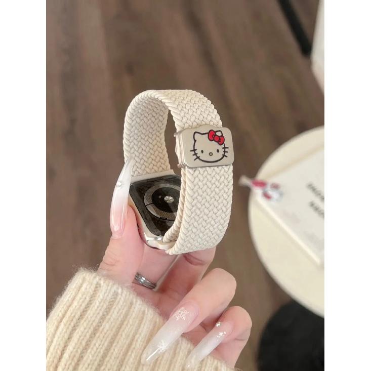 Magnetic elastic force nylon For Apple Watch band women 10/9/8/7/6/5/4/ 38mm 40mm 41mm 42mm 44mm 45mm 46mm 49mm Strap