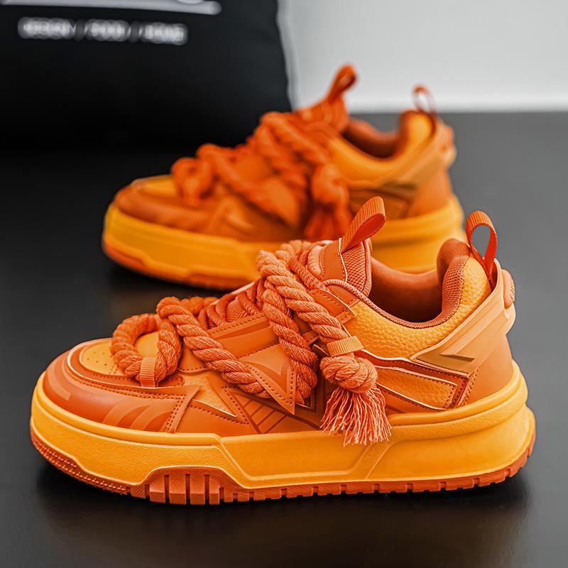 

Personalized hemp rope strap board shoes men s trendy bright color youth casual bread shoes platform student sports shoes 39 оранжевый