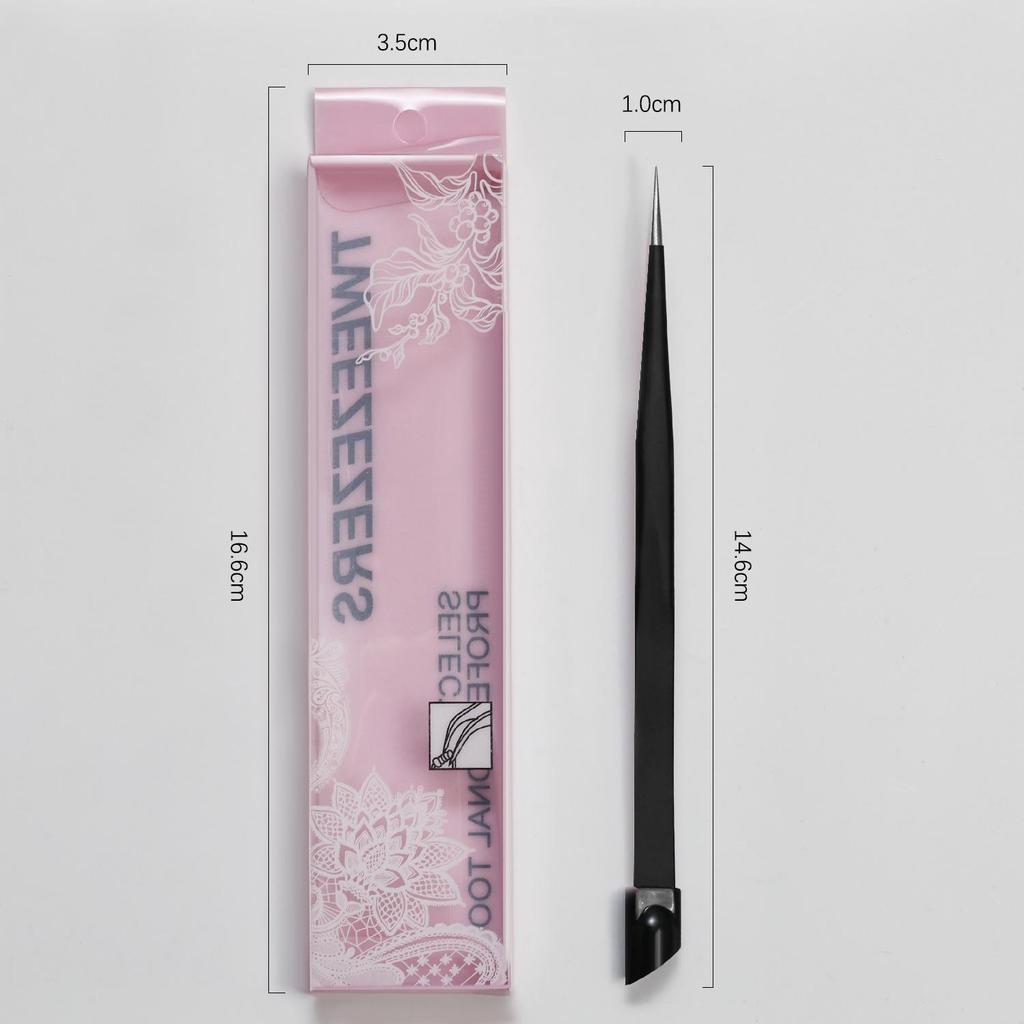 Dual-Ended Nail Art Tool: Pressing Stick, Rhinestone Clip, Silicone Anti-static Tweezers