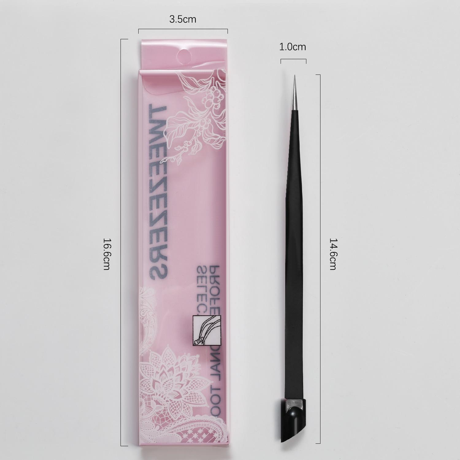 Dual-Ended Nail Art Tool: Pressing Stick, Rhinestone Clip, Silicone Anti-static Tweezers