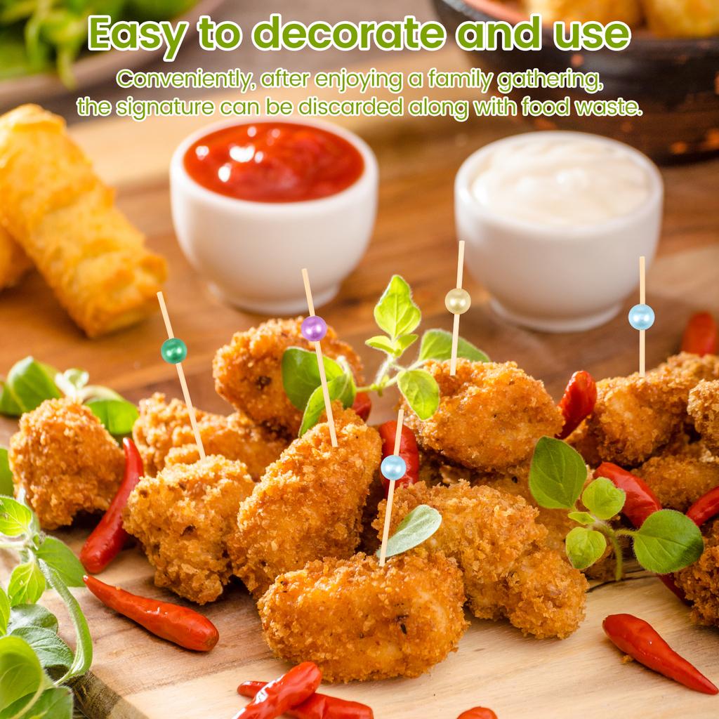 800Pcs 12cm Bamboo Cocktail Picks Decorative Fancy Toothpicks Multipurpose Party Cocktail Picks for Drinks Desserts Charcuterie