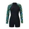 Body Shaping Long-sleeved Printed Round-neck Diving Suit One-piece Boxer Women's Sports Swimsuit
