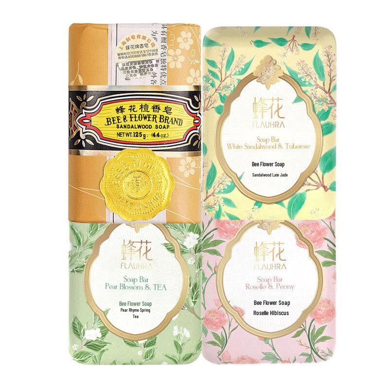 Bee & Flower Assorted Scented Soap Bars, 4 x 125g