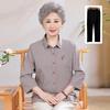 Mid-Length Pure Cotton Shirt for Elderly Women - Three-Quarter Sleeve Top for Spring/Summer