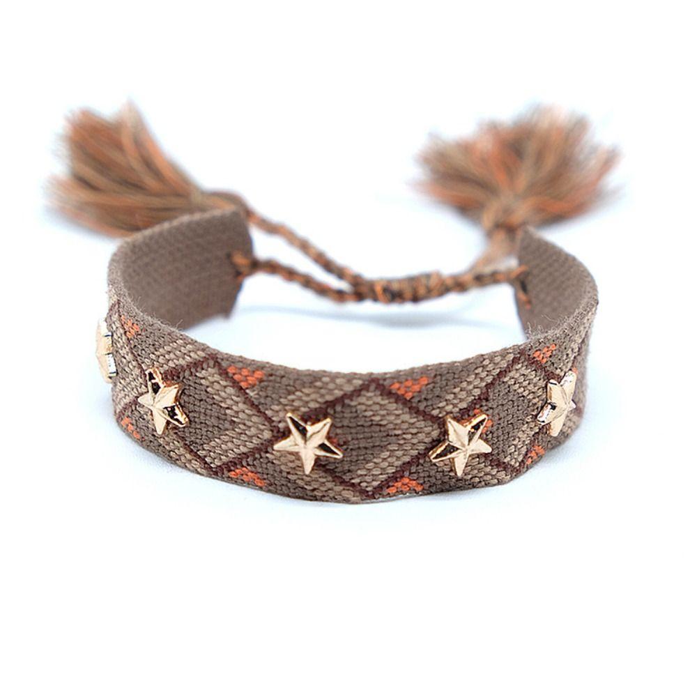 Polyester Handcrafted Bracelet Star/Heart Accent Woven Bracelet Popular Bohemian Wristband
