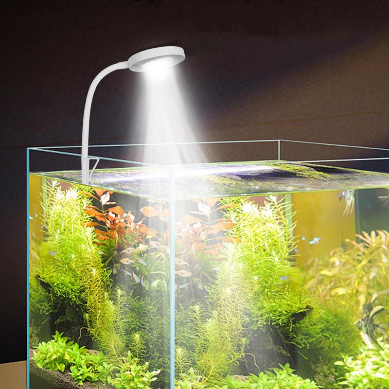 Clip On Aquarium Light LED Aquarium Light Fish Tank Lamp Adjustable Clamp 360 Degree Flexible Waterproof Aquarium Light Plant
