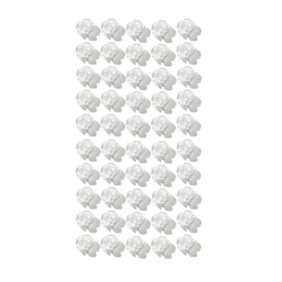 50Pcs/Set Nail Ornament Flower Shape Long Lasting 3D Effect Resin Camellia Aurora White