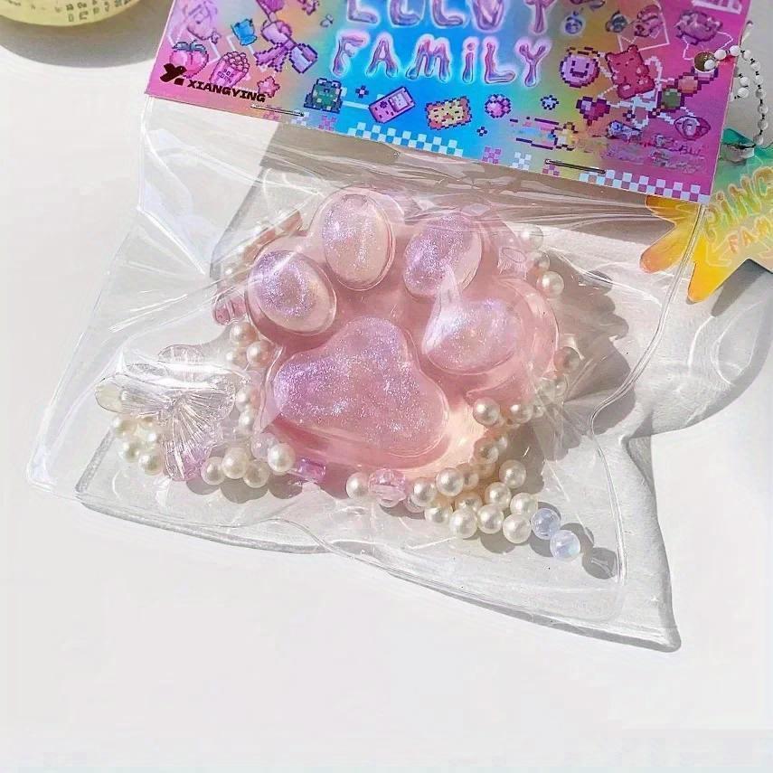 Cat Paw Pinch Toy Blingbling Slow Rebound Stress Relief Toys Transparent Cube Squeeze Toy Gift Sticky Stress Relief Relax Toys