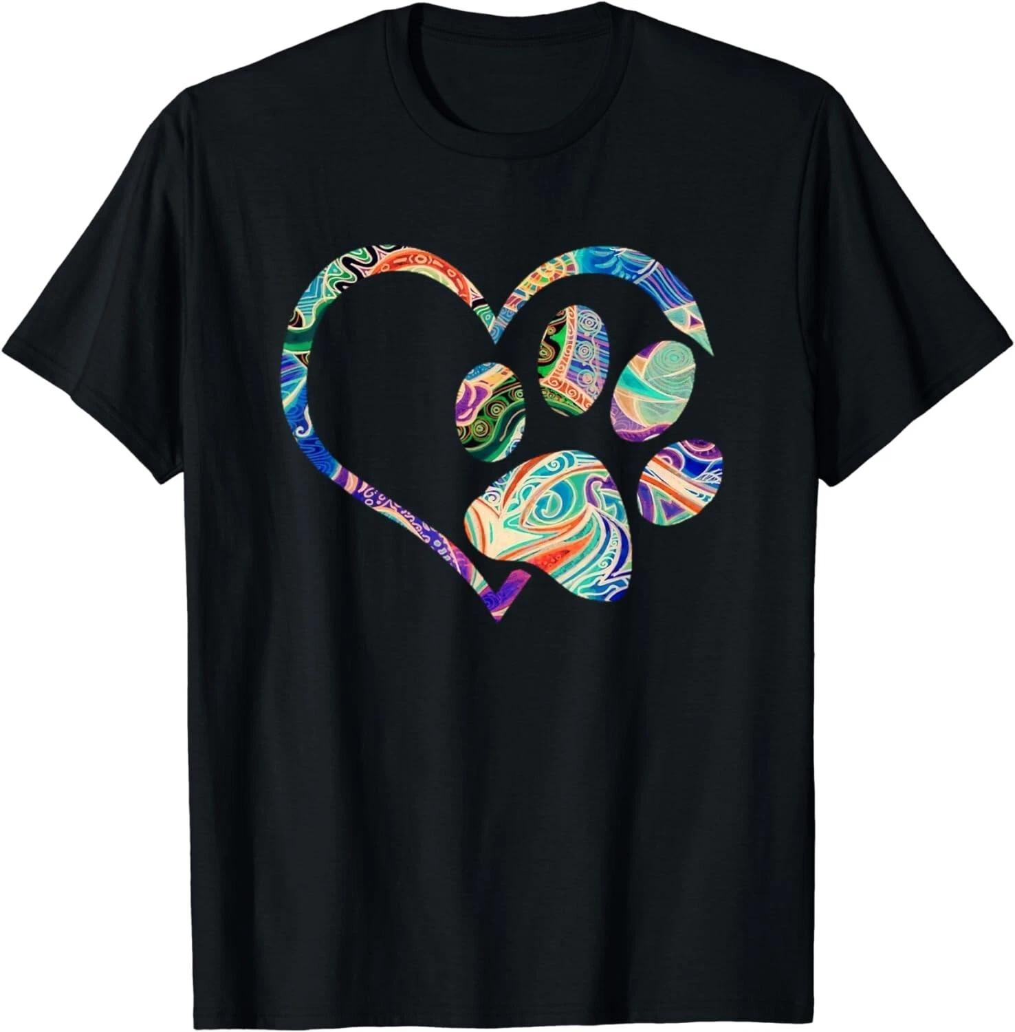 Animal Rescue Shirt Dog Paw Print Tie Dye Rainbow Dog Love Gift Unisex T-Shirt L