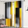 2Pcs Modern Abstract Yellow Gray Black Printed Polyester Curtain For Bedroom Office Kitchen Living Room Machine Washable