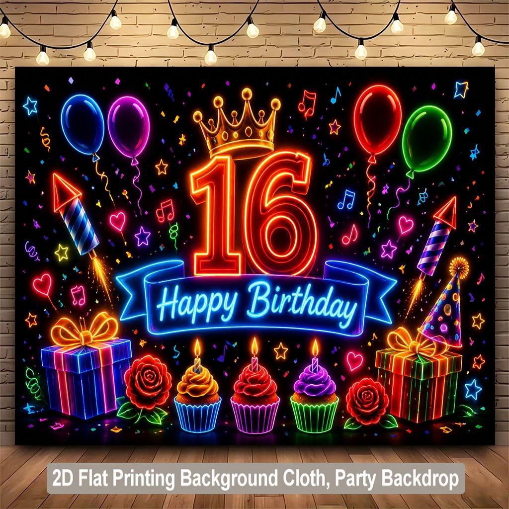 2D Flat Backdrop1pc Birthday Party Elements Backdrop Banner Polyester Wall Decor For Living Room Bedroom Office Outdoor Decor Party Holiday