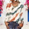 Women Plus Size Round Neck Long Sleeve Tie Dye Striped Printed Pullover Sweatshirt
