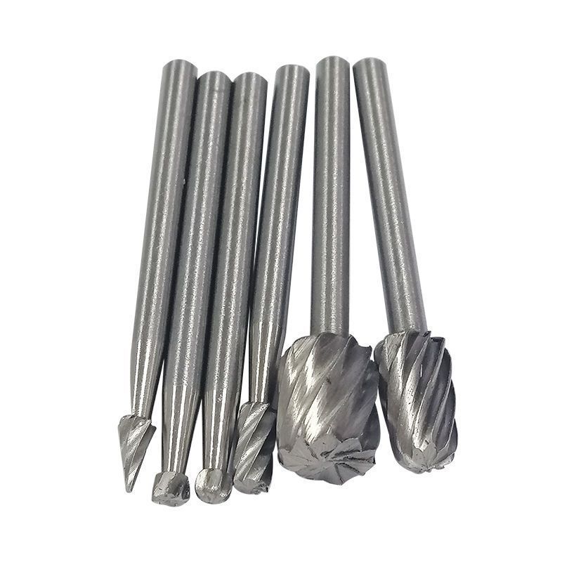 6PCS 3.17mm Shank Rotary Files Set Carbide Wood Carving Bits for Electric Engraving Tool