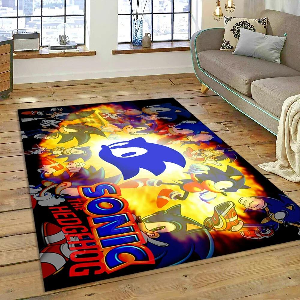 Game Anime 3D S-Sonic Cartoon Carpet Rug for Bedroom Living Room Home Sofa Decoration,Children Game Large Decor Floor Mat Gift