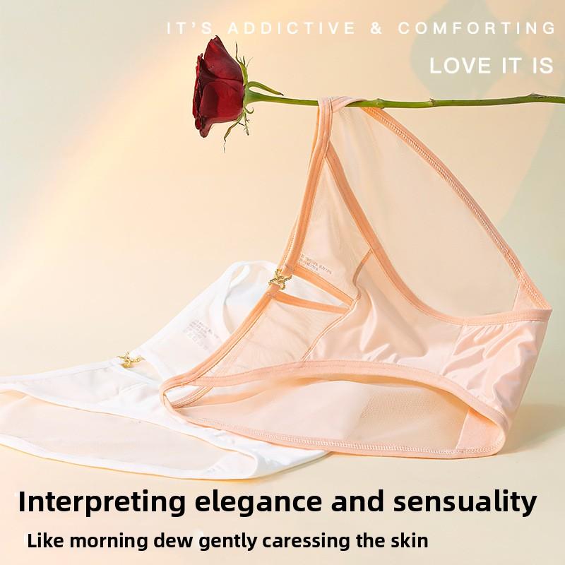 Nuevos Braguitas de Verano para Mujer Suaves Ligeras de Satén Encaje Malla Semitransparentes Huecas