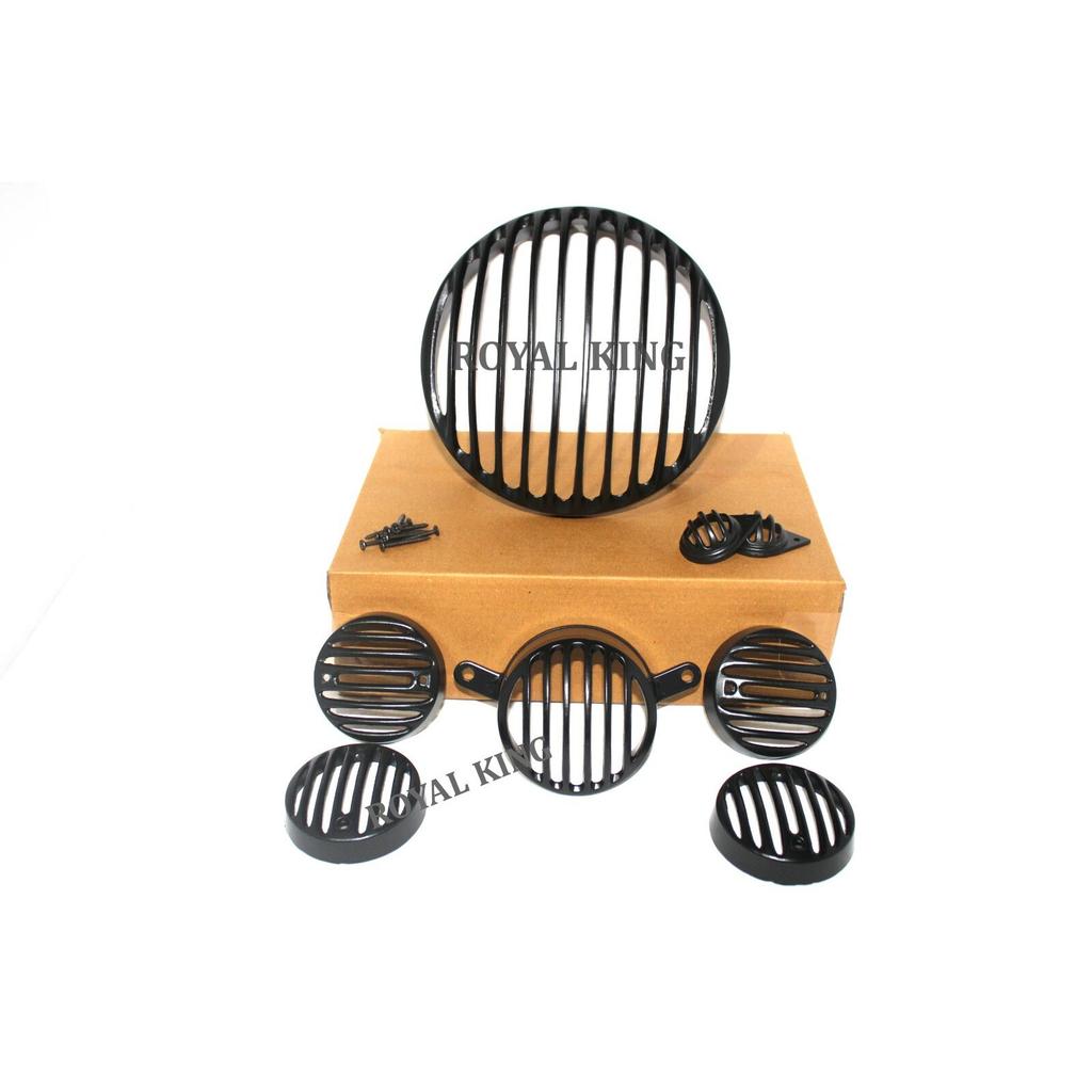 Black "Head Light Grill Set Fit for Royal Enfield Old Classic 350 & 500"