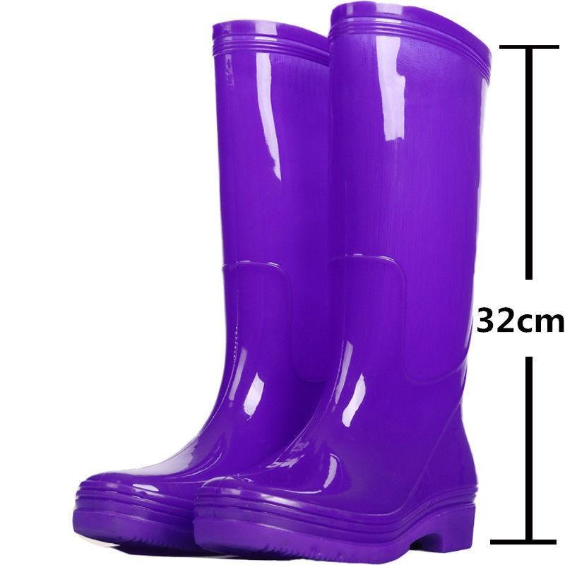 High tube rain shoes women's rain boots waterproof shoes women's fleece overshoes water boots women's fashion medium tube adult non-slip