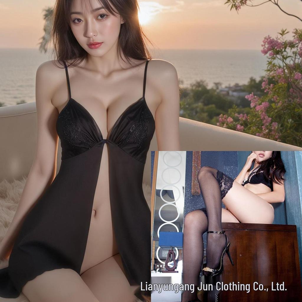 French Allure Ice Silk Satin Lingerie Set: Flirtatious Quick-Release Robe