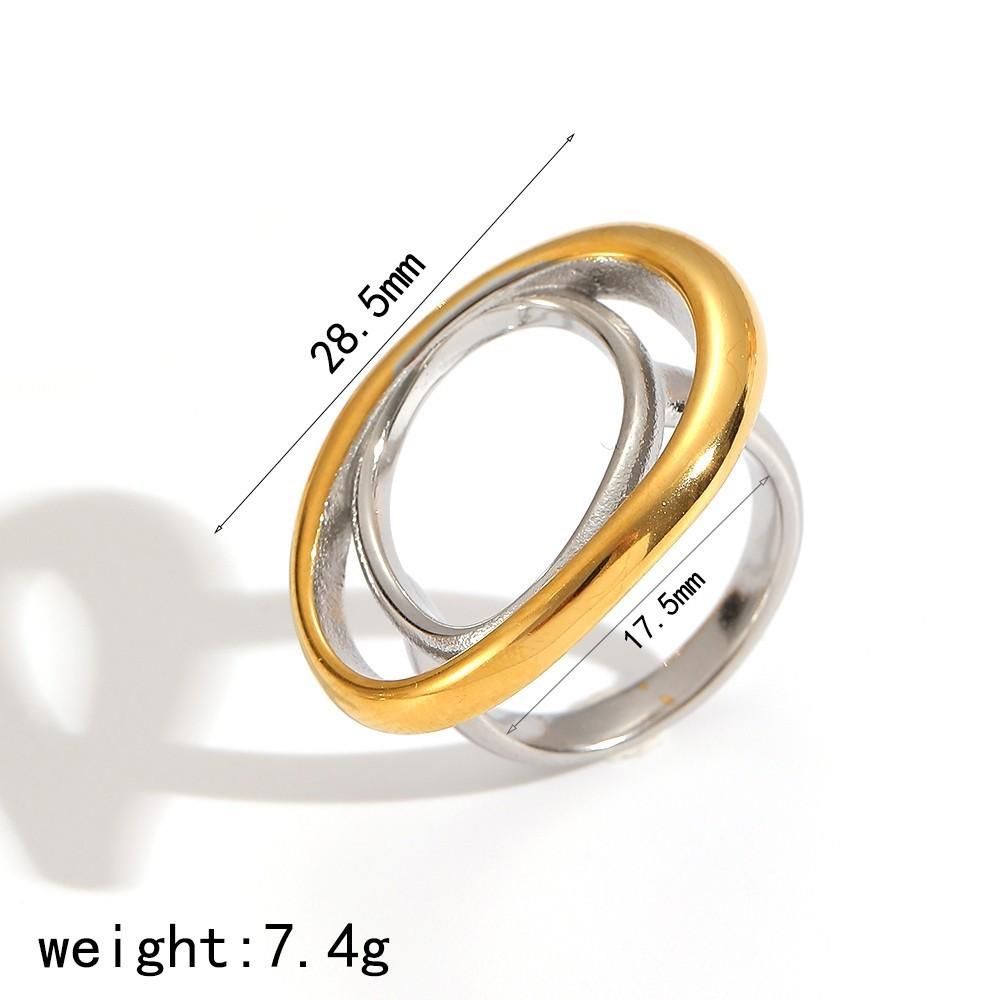 Stainless Steel Geometric Ring Collection With True Gold Finish For Trendy Ladies