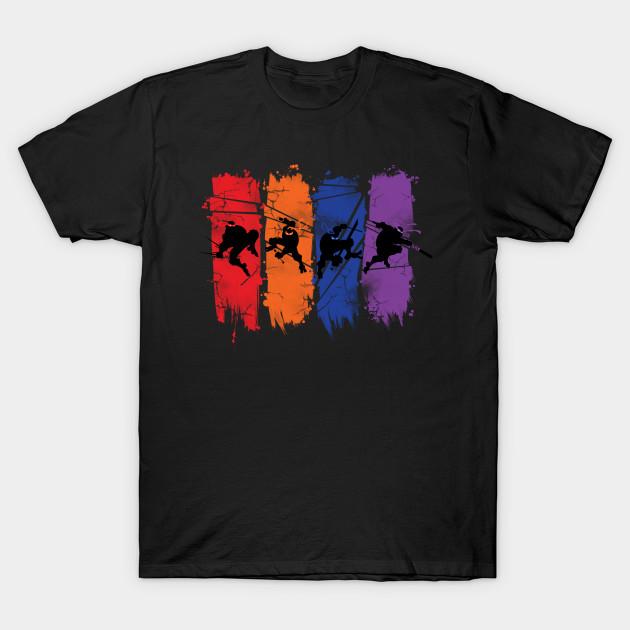 Men Black Print T-shirt Teenage Mutant Ninja Turtles No-Cut Transfer Paper Print Cotton Tshirt 2XL чёрный