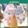 Charming Pink And Gray Fox Plush Toy Keyring Soft Short Fleece Decor 11cm