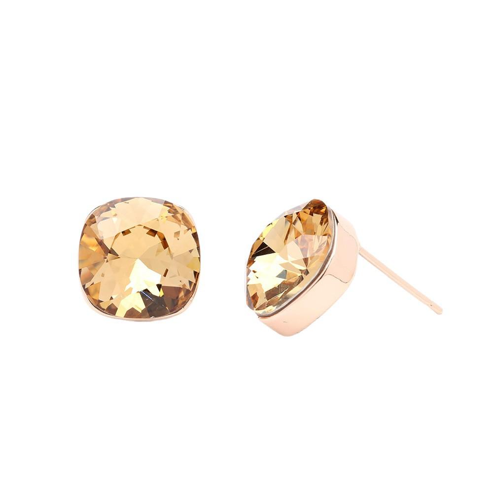 European and American personality versatile eight-color princess square crystal earrings, gold-plated fashion without pierced earrings, earrings, wome