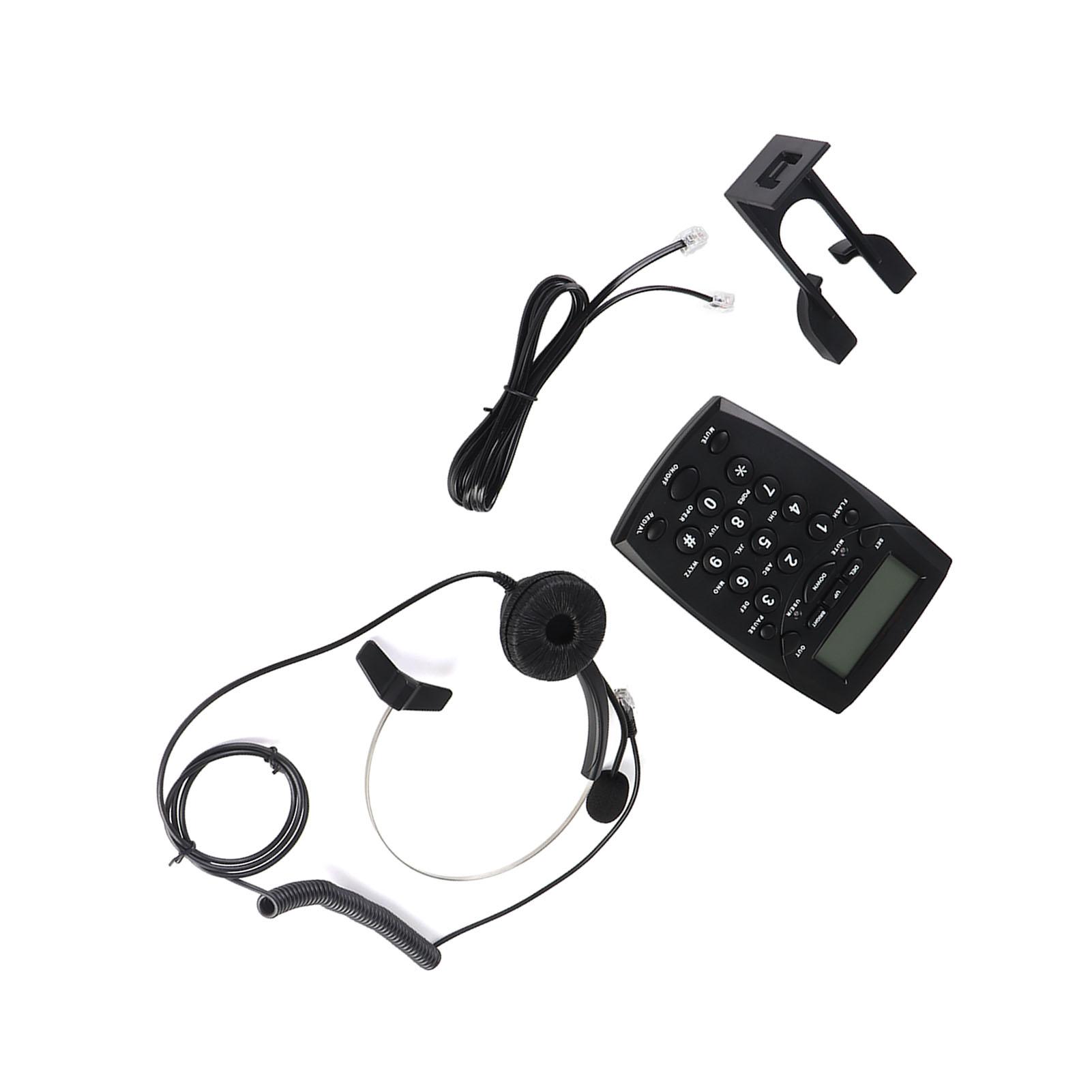

Corded Headset Telephone Noise Canceling FSK DTMF Caller ID Dialpad Landline with Headphone for Call Center Office