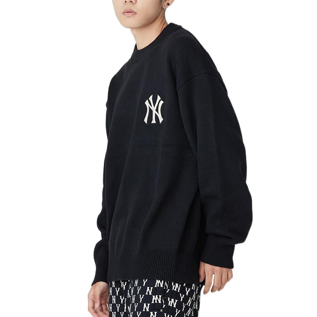 MLB FW22 Large Logo Round Neck Long Sleeve Knit Sweater Unisex Sweater Black 3AKPB0126-50BKS
