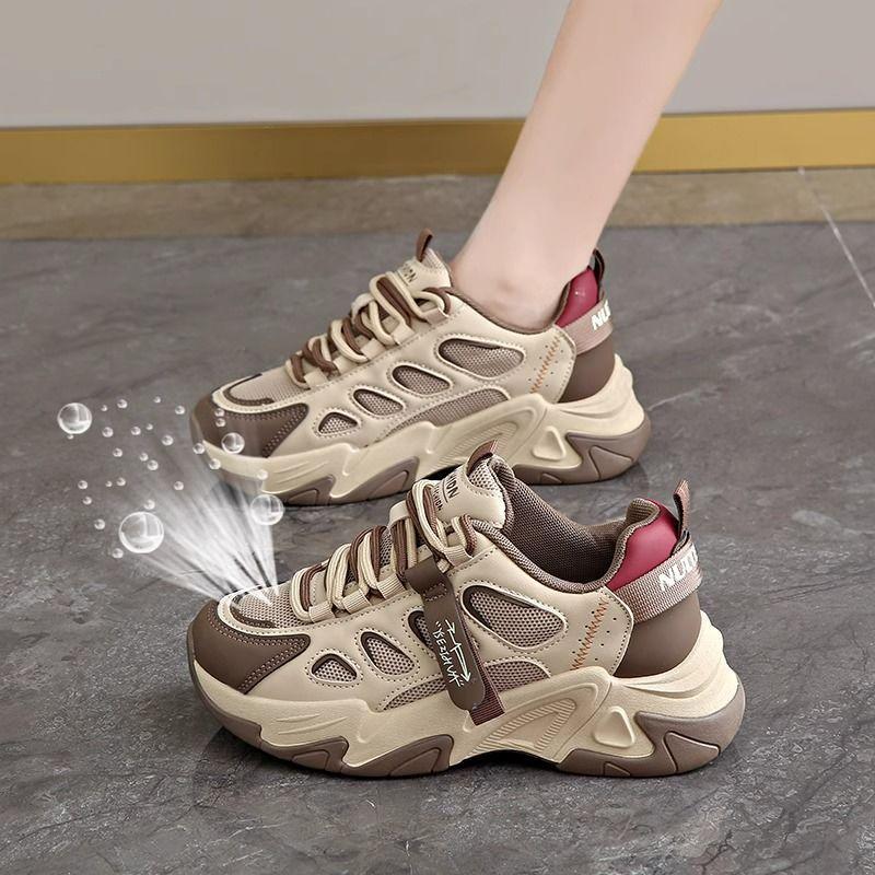 

Women s Thick Bottom Sneakers Thick Casual Lace Up Summer Hundred Walking Running Shoes 40 хакі