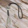 Handmade Jewelry Bolo Tie Western Cowboy Faux Leather Rope Necktie with Indian Head Metal Feathered Pendant Necklace