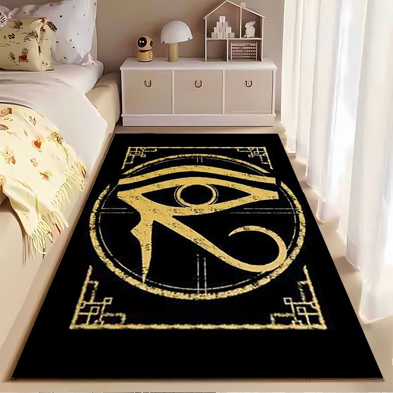 Eye of Horus Symbol On Black Background Non-slip Rug Suitable for Living Room and Bedroom Sofas