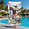 Retro handbemaltes Tyrannosaurus rex Polyester Mikrofaser Strandtuch ist hoch saugfähig, geeignet für Schwimmen und Strandausflüge