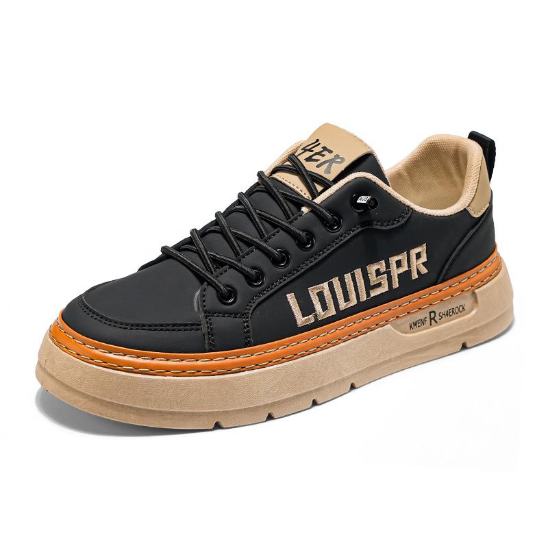 

New Fashion Letter Printed Black Shoes for Men Breathable Flat Shoes Casual Men Non-slip Lace-up Low Shoes Men Zapatos De Hombre 39