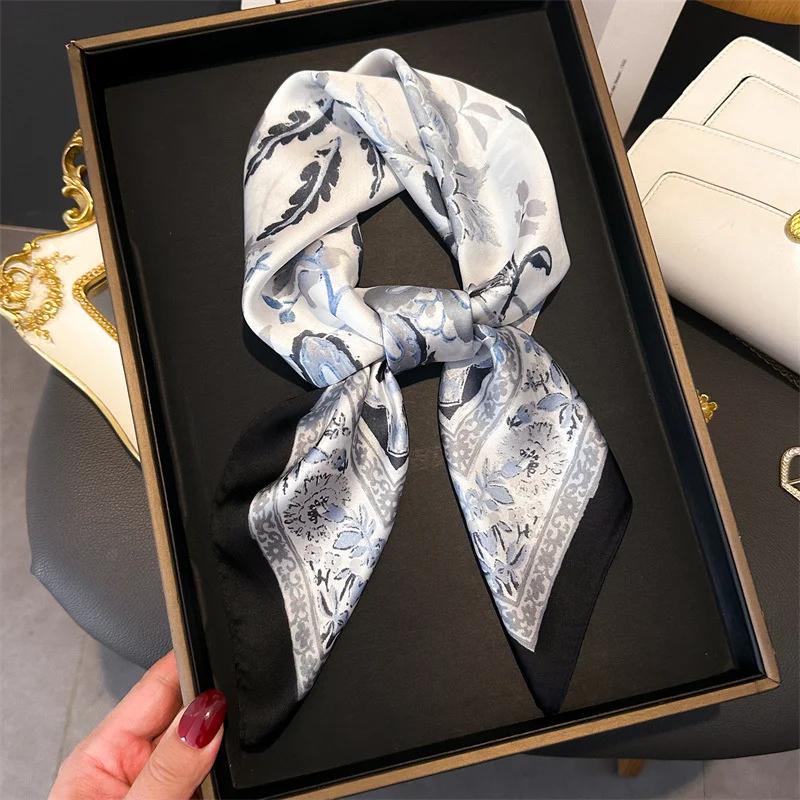 Fashion Paisley Print Luxury Brand Silk 70cm Square Scarf Women Satin Shawls Neckerchief Wrap Scarves Bandana Hair Hjiab Floral