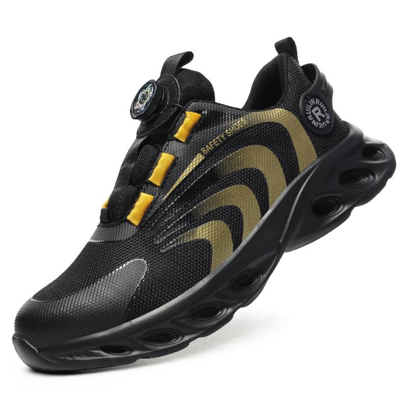 Rotating Button New Safety Shoes Men Anti-smash Anti-puncture Work Shoes Fashion Men Sport Shoes Security Protective Boots Men