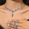 3PC Women's Fashion Geometric Round Water Drop Necklace Earrings Zircon Set Suitable for Wedding, Party, Festival Gifts