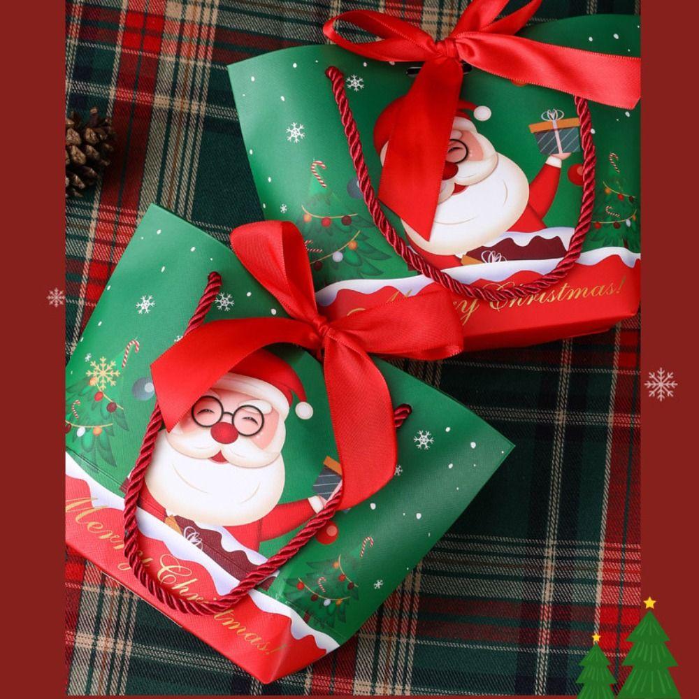 10pcs Cute Christmas Fruit Packaging Box Handheld Xmas Eve Packaging Bag Candy Box  Gift Wrap