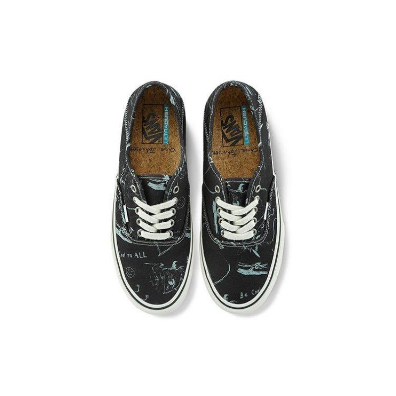 Vans Authentic SF Letter Stripe Print Low-Top Unisex Skate Shoes Black VN0A3MU642C