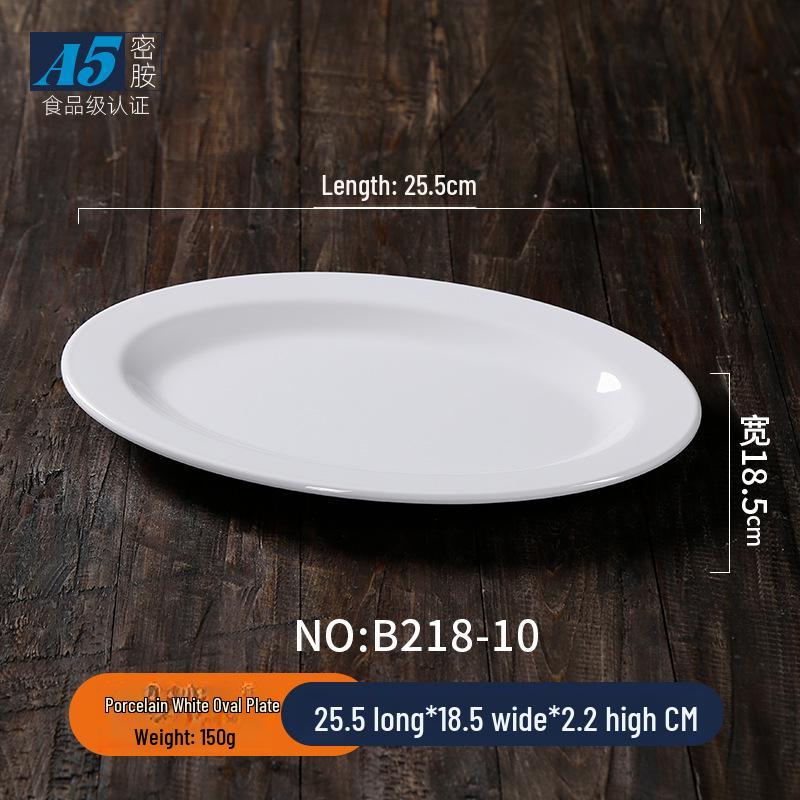 Melamine White Oval Fish Plate – Thickened Imitation Porcelain, 16-inch Large for Hotels