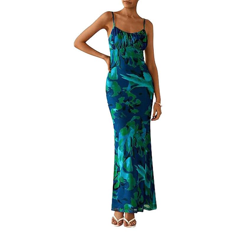 Jaro Nové Dámské Oblečení Elegantní Bederní Sexy Šaty na Ramínka s Potiskem