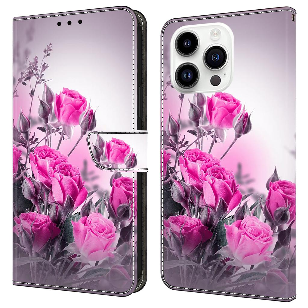 For iPhone 16 Pro Max Case Wallet Stand Pattern Printing PU Leather Flip Phone Cover